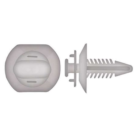 Zoro Select Push-In Rivet, Dome Head, 6.5 mm Dia., 21 mm L, Nylon Body, 25 PK 4020PK