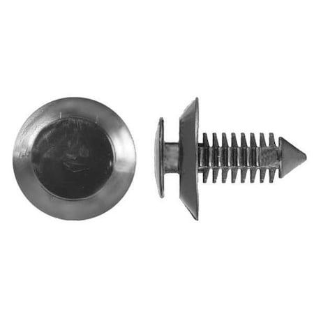 Zoro Select Push-In Rivet, Dome Head, 8 mm Dia., 19 mm L, Nylon Body, 25 PK 1575PK