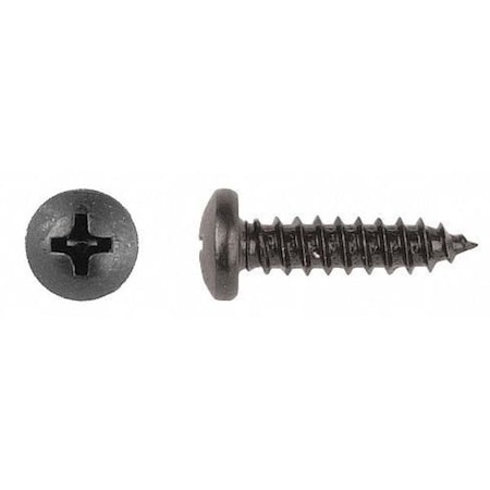 Zoro Select Sheet Metal Screw, #10 x 11/16 in, Black Phosphate Steel Pan Head Phillips Drive, 100 PK 1723PK