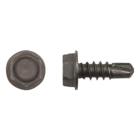Zoro Select Self-Drilling Screw, #8 x 1/2 in, Phosphate Steel Flange Hex Head External Hex Drive, 100 PK 12215PK