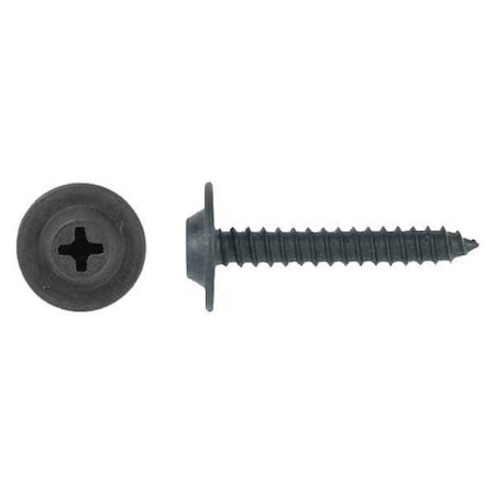 Zoro Select Sheet Metal Screw, #8 x 1 in, Black Phosphate Steel Flat Head Phillips Drive, 100 PK 2975PK