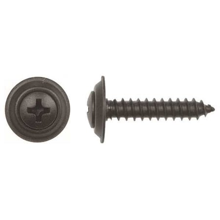 Zoro Select Sheet Metal Screw, #10 x 1 in, Black Phosphate Steel Oval Head Phillips Drive, 50 PK 9490PK