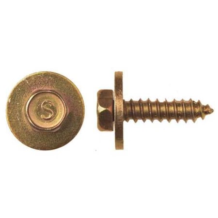 Zoro Select Sheet Metal Screw, M10 x 3/4 in, Zinc Yellow Steel Flange Hex Head External Hex Drive, 50 PK 10685PK