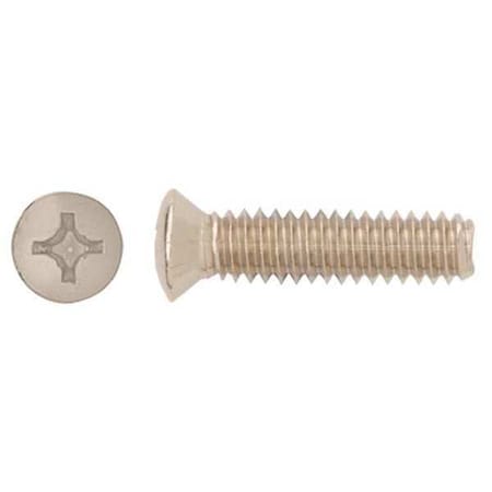 Zoro Select 1/4"-20 x 13/16 in Phillips Oval Machine Screw, Plain Stainless Steel, 25 PK 9543PK