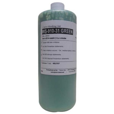 Carco Marking Ink, 1 qt, Green, Pigment WS-910-31 GREEN