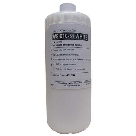 Carco Marking Ink, 1 qt, White, Pigment WS-910-51 WHITE