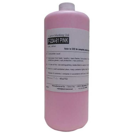 Carco Marking Ink, 1 qt, Pink, Pigment F-224-61 PINK