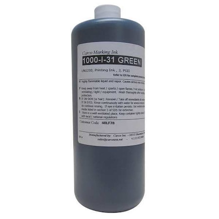 Carco Marking Ink, Dye Type, Green, 30 to 60 sec 1000-I-31 GREEN