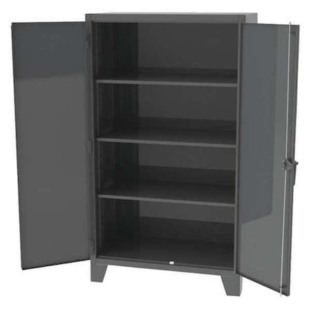 Greene Manufacturing Shelving Storage Cabinet, 84 in H, 48 in W, 24 in D, Swing, Padlock Hasp, Dark Gray, 4 Shelves EX-784-1