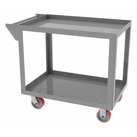 Zoro Select Utility Cart with Lipped Metal Shelves, Steel, 1,500 lb Load Capacity, 2 Shelves, 36 in L, 36 in H SC-2436-2