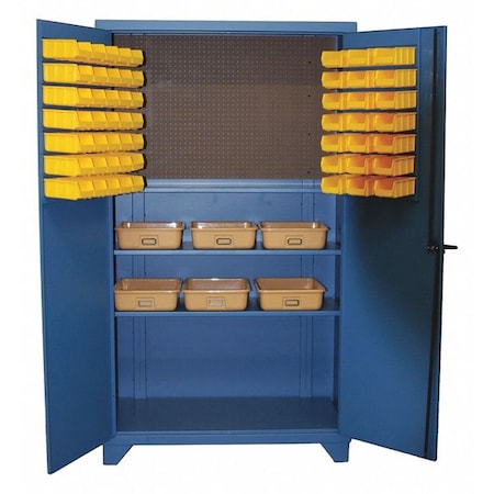 Greene Manufacturing Pegboard Bin Cabinet, 48 in W, 84 in H, 62 Bins GTV-4000