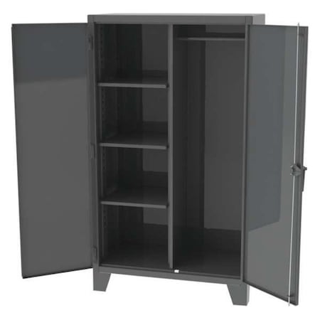 Greene Manufacturing Wardrobe Storage Cabinet, 84 in H, 36 in W, 24 in D, Swing, Padlock Hasp, Dark Gray, 4 Shelves EX-783-2