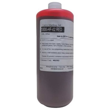 Carco Marking Ink, 1 qt, Red, Dye 1000-HF-02 RED