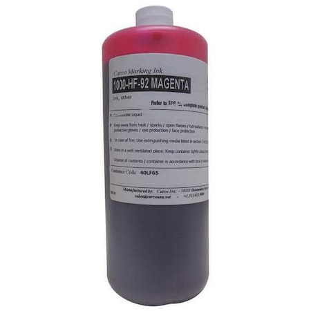 Carco Marking Ink, 1 qt, Pink, Dye 1000-HF-92 MAGENTA