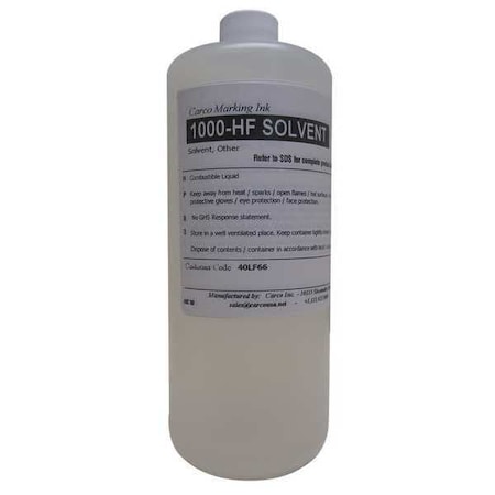 Carco Marking Solvent, 1 qt, Clear, Dye 1000-HF SOLVENT