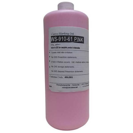 Carco Marking Ink, 1 qt, Pink, Pigment WS-910-61 PINK
