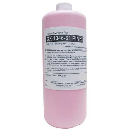 Carco Marking Ink, 1 qt, Pink, Pigment XX-1346-61 PINK
