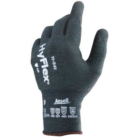 Ansell Hyflex Cut-Resistant Coated Gloves, A4 Cut Level, Palm Dipped, Nitrile, Gray, XL (Size 10), 1 Pair 11-541
