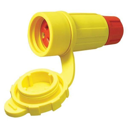 Ericson Locking Connector, L5-20R, 20 A, 125V AC, Single Phase, 2 Pole, Yellow 2410-CW6P-AM