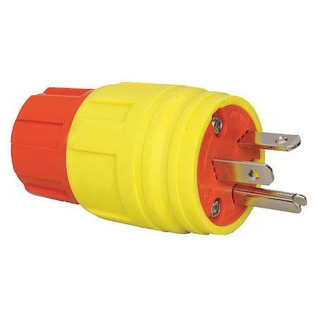 Ericson Watertight Straight Blade Plug, 5-20P, 20 A, 125V AC, 2 Pole, Screw Terminals, Grounded 1512-PW6P-AM
