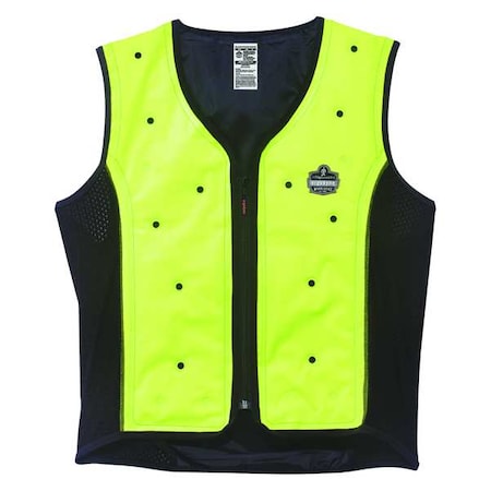 Ergodyne Cooling Vest, Nylon, Evaporative, Up to 72 hr Max Cooling Time, Zipper Closure, 25 in Length, Green 6685