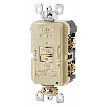 Leviton GFI Receptacle, Ivry, PlyCrbt, Bck;Sd GFRBF-I
