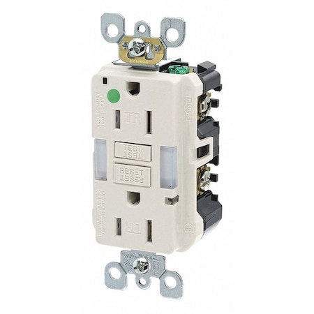 Leviton GFCI Receptacle, 15A, 125VAC, 5-15R, Almond GFNL1-HGT