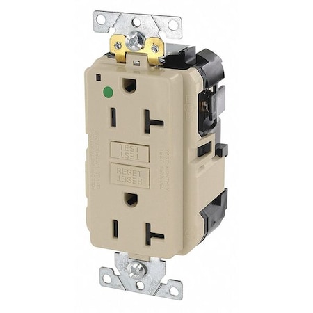 Leviton GFCI Receptacle, 20A, 125VAC, 5-20R, Ivory MGFN2-HGI