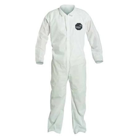 Dupont 10 Coverall. Collar. Open Wrists and Ankles. Elastic Waist. White. XL PB120SWHXL002500