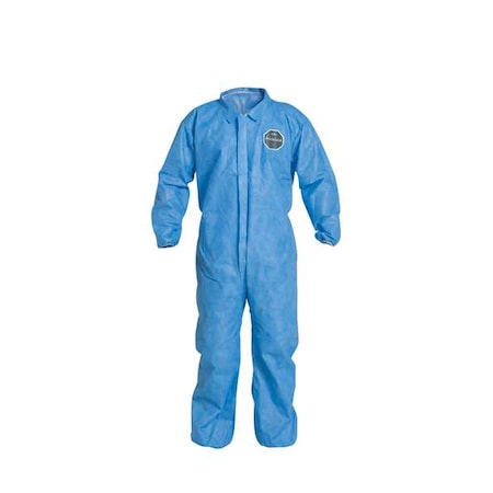 Dupont 10 Coverall. Collar. Elastic Wrists and Ankles. Elastic Waist. Blue. XL PB125SBUXL002500
