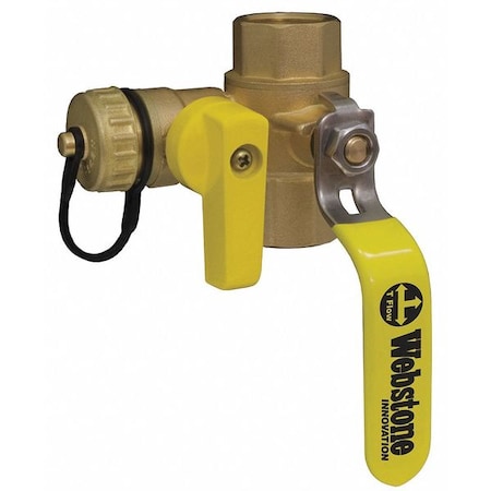 Webstone 1/2" IPS x Hose Cap Brass Ball Valve with Drain 3-Way 40612