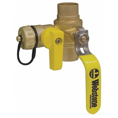 Webstone 3/4" Sweat x Hose Cap Brass Ball Valve with Drain 3-Way 50613
