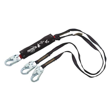 3M Protecta PRO(TM) Pack Shock Absorbing Lanyard, 6 ft. Length, Snap Hook, Steel, 2 Leg(s) 1340187