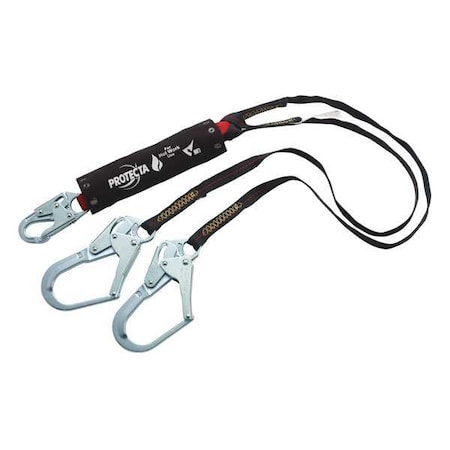 3M Protecta PRO(TM) Pack Shock Absorbing Lanyard, 6 ft. Length, Snap Hook, Steel, 2 Leg(s) 1340185