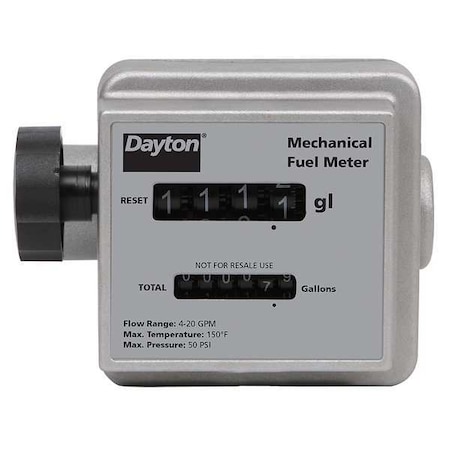 Dayton Flowmeter, Mechanical, 3/4 In, 4 to 20 gpm 40M286