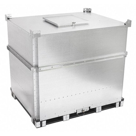 Arrows Up Silver Bulk Container, Steel, 59 1/4 in L, 48 in W, 52 3/4 in ...