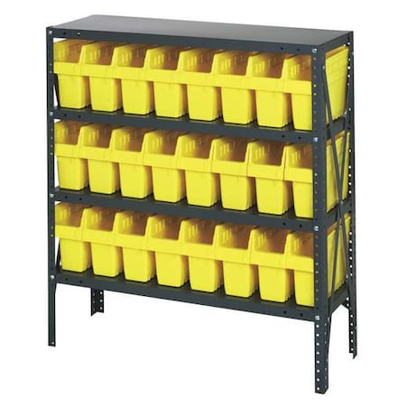 Quantum Storage Systems Steel Bin Shelving, 18 in D x 39 in H x 36 in W, 4 Shelves, Yellow 1839-SB803YL