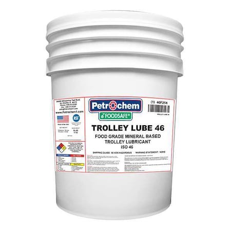 Petrochem Food Grade Trolley Lubricant, 5 Gal. FOODSAFE TROLLEY LUBE 46-005