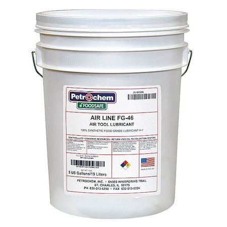 Petrochem Food Grade Synthetic Lubricant, 5 Gal. FOODSAFE AIRLINE TOOL FG-46-005