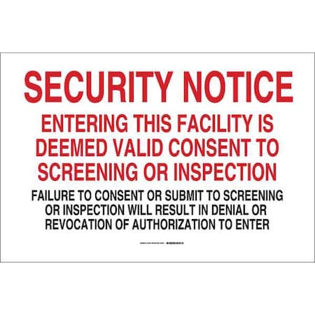 Brady Security Sign, 24 in Height, 36 in Width, Aluminum, Rectangle, English 123480