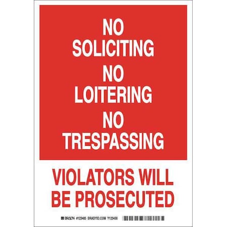 Brady Security Sign, 14 in Height, 10 in Width, Aluminum, Rectangle, English 123486