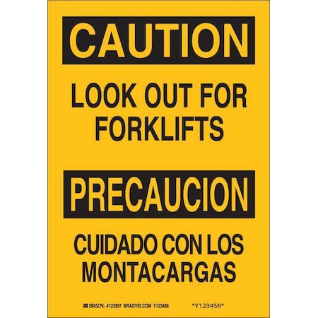 Brady Safety Sign, 10" H, 7" W, Polyester, Rectangle, English, Spanish, 123997 123997