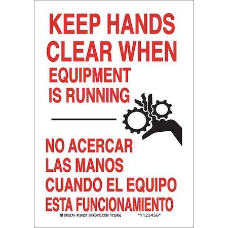 Brady Bilingual Safety Sign, 10 in Height, 7 in Width, Aluminum, Rectangle, English, Spanish 124019