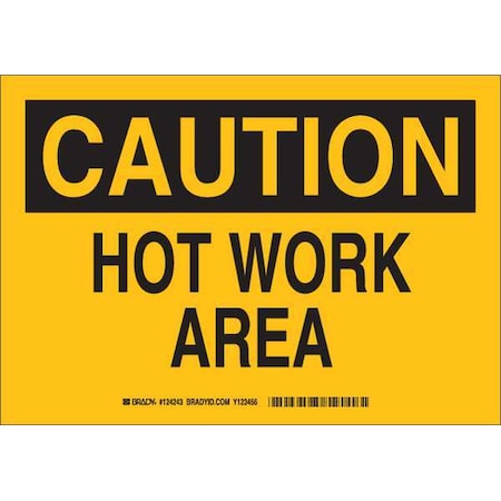 Brady Caution Sign, 7 in H, 10 in W, Plastic, Rectangle, English, 124242 124242