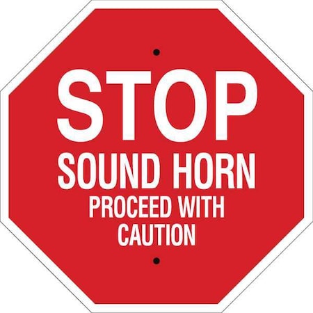 Brady Stop Sound Horn Proceed With Caution, Plastic, 18 in x 18 in, With Mounting Holes 124507