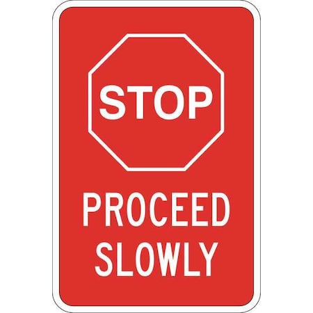 Brady Stop, Stop Proceed Slowly, 18 in x 12 in, Rectangle, Polyester, 124430 124430