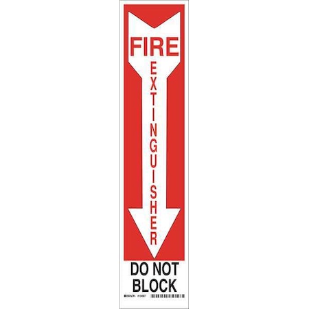 Brady Fire Extinguisher Sign, 18 in Height, 4 in Width, Plastic, Rectangle, English 124566
