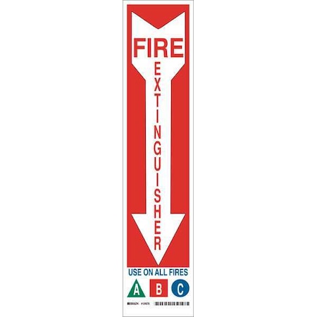 Brady Fire Ext Sign, 18X4", Blue, Gr and Rd/Wt, Width: 4" 124568