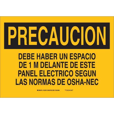 Brady Caution Sign, Aluminum, Rectangle, Spanish 124914
