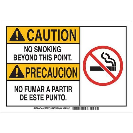 Brady No Smoking Sign, 10" H, 14 in W, Plastic, Rectangle, English, Spanish, 125329 125329
